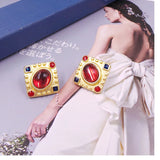 Vintage Style Acrylic Stud Earrings with Enamel Pendant