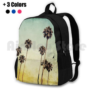 Vintage California Texture Palm Trees Outdoor Hiking Backpack