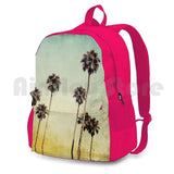 Vintage California Texture Palm Trees Outdoor Hiking Backpack