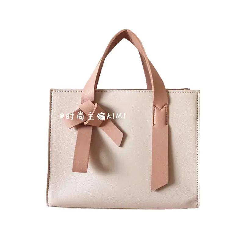 Panelled Bow Shoulder Bag Large Capacity Office Lady Handbag