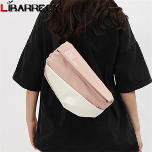 Women's Panelled Chest Bag High Nylon Shoulder Messenger Sac A Main