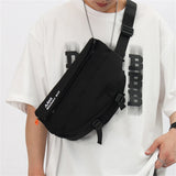 Women's Panelled Chest Bag High Nylon Shoulder Messenger Sac A Main