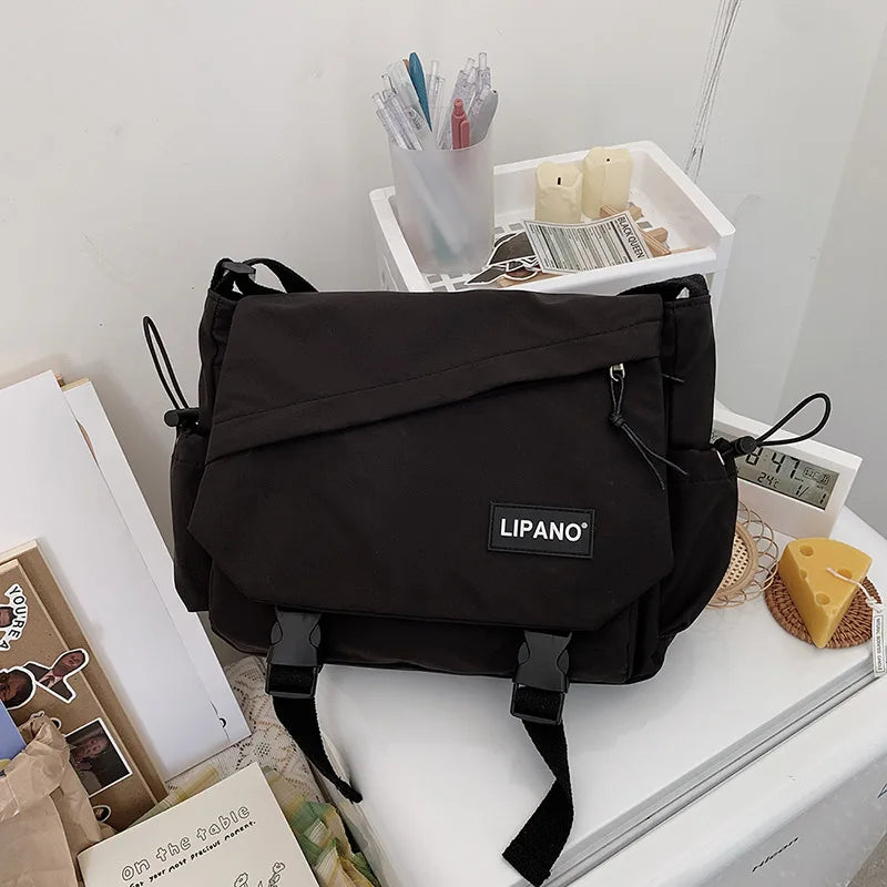 Panelled Ladies Shoulder Bag Letter Women Crossbody Bags High Nylon School Bag