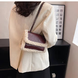 Faux Fur Chain Shoulder Messenger Handbag for Women