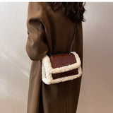 Faux Fur Chain Shoulder Messenger Handbag for Women