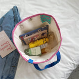 Canvas Shoulder Bag for Women Panelled Large Capacity Shopper Bag