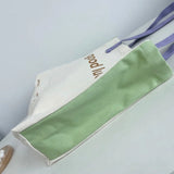 Canvas Panelled Letter Shoulder Bag Large Capacity Handbag