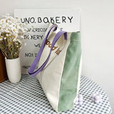 Canvas Panelled Letter Shoulder Bag Large Capacity Handbag