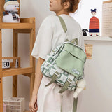 Panelled Pattern Nylon School Backpack Women's Bag Mochila