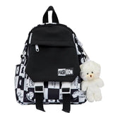Panelled Pattern Nylon School Backpack Women's Bag Mochila