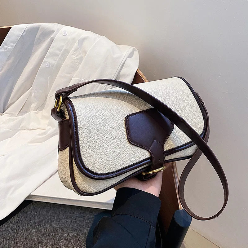 Panelled Pattern Shoulder Bag Crossbody Women's Solid Casual