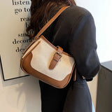 Panelled Pattern Shoulder Bag for Girls Women's Handbag Flap Shopper Bag