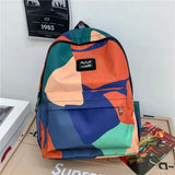 Panelled Print Backpacks for Men Women Daypack Mochila Female Backpack