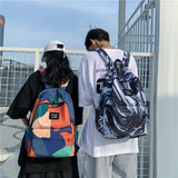 Panelled Print Backpacks for Men Women Daypack Mochila Female Backpack