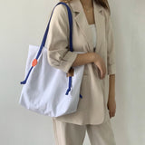 Panelled Shoulder Bags Women Daily School Large Capacity Nylon Bag