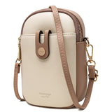 Panelled Small Crossbody Bag Soft Pu Leather Mini Shoulder Messenger Phone Bag