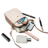 Panelled Small Crossbody Bag Soft Pu Leather Mini Shoulder Messenger Phone Bag