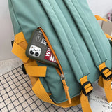Panelled Women Backpack Harajuku Student Canvas School Bag Girl Travel