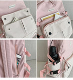 Panelled Women Backpack Harajuku Student Canvas School Bag Girl Travel