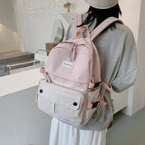 Panelled Women Backpack Harajuku Student Canvas School Bag Girl Travel