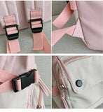 Panelled Women Backpack Harajuku Student Canvas School Bag Girl Travel