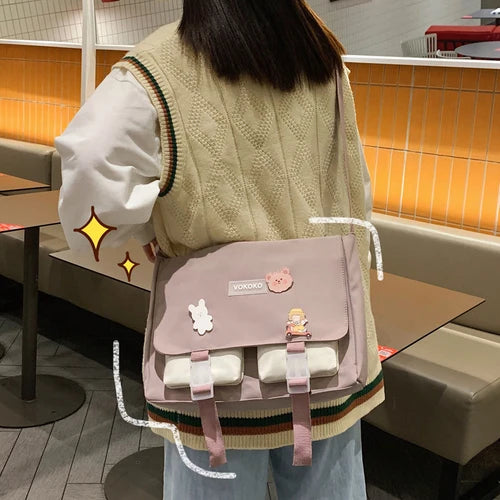Panelled Women Bags Japanese Girl Crossbody Bag Large Capacity Student