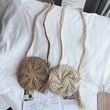 Woven Shoulder Bag Tassel Straw Crossbody Beach Bag