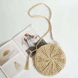 Woven Shoulder Bag Tassel Straw Crossbody Beach Bag
