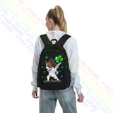 Papillion Dog Dabbing Large Backpack Lucky Irish Shamrock
