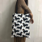 Paris Flower Street Pattern Canvas Tote Shoulder Bag