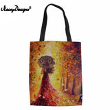 Paris Flower Street Pattern Canvas Tote Shoulder Bag