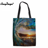 Paris Flower Street Pattern Canvas Tote Shoulder Bag