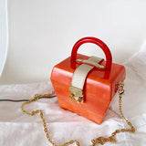 Hexagon Top Handle Evening Bag Acrylic Jelly Box Dinner Clutch Purse