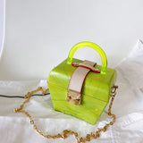 Hexagon Top Handle Evening Bag Acrylic Jelly Box Dinner Clutch Purse