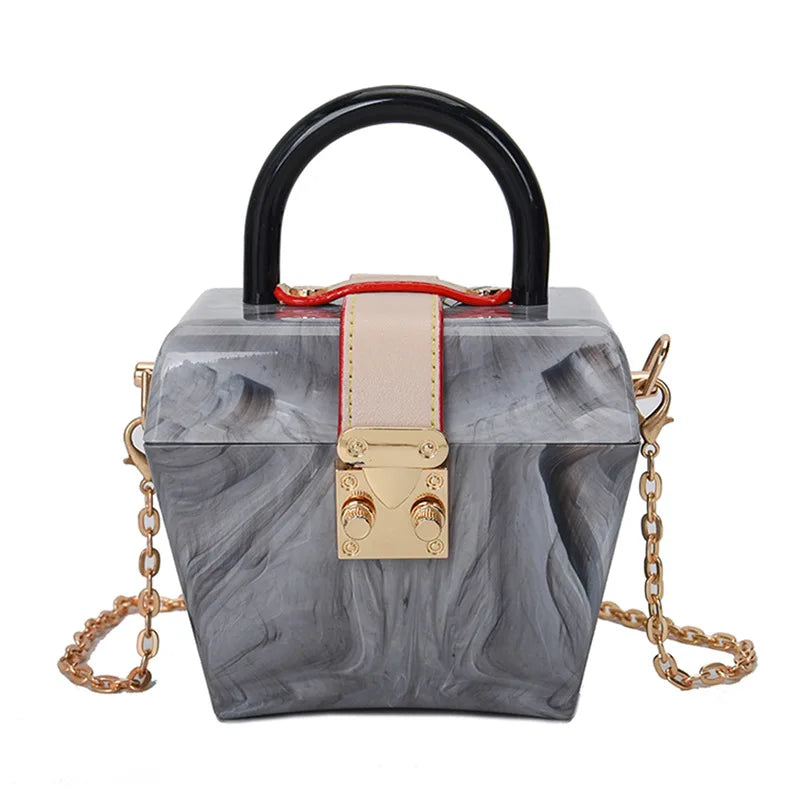 Hexagon Top Handle Evening Bag Acrylic Jelly Box Dinner Clutch Purse