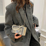 Diamond Square Handbag For Women Bling Ladys Messenger Bag
