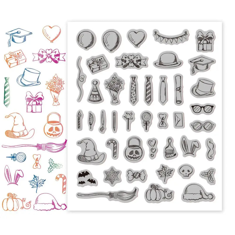 Party Themed Silicone Clear Stamps for DIY Scrapbook Cards Making
