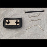 Vintage Pearls Underarm Chain Bag PU Leather Flap Handbag