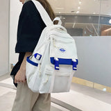 Patchwork Nylon Women Backpack Travel Bag Teenage Girls High Schoolbag