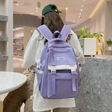 Patchwork Nylon Women Backpack Travel Bag Teenage Girls High Schoolbag