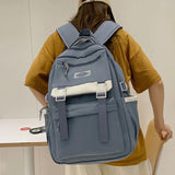Patchwork Nylon Women Backpack Travel Bag Teenage Girls High Schoolbag