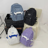 Patchwork Nylon Women Backpack Travel Bag Teenage Girls High Schoolbag