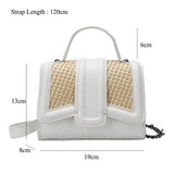 Stone Pattern & Straw Handbags Chains Shoulder Messenger Purses Women Hand Bags