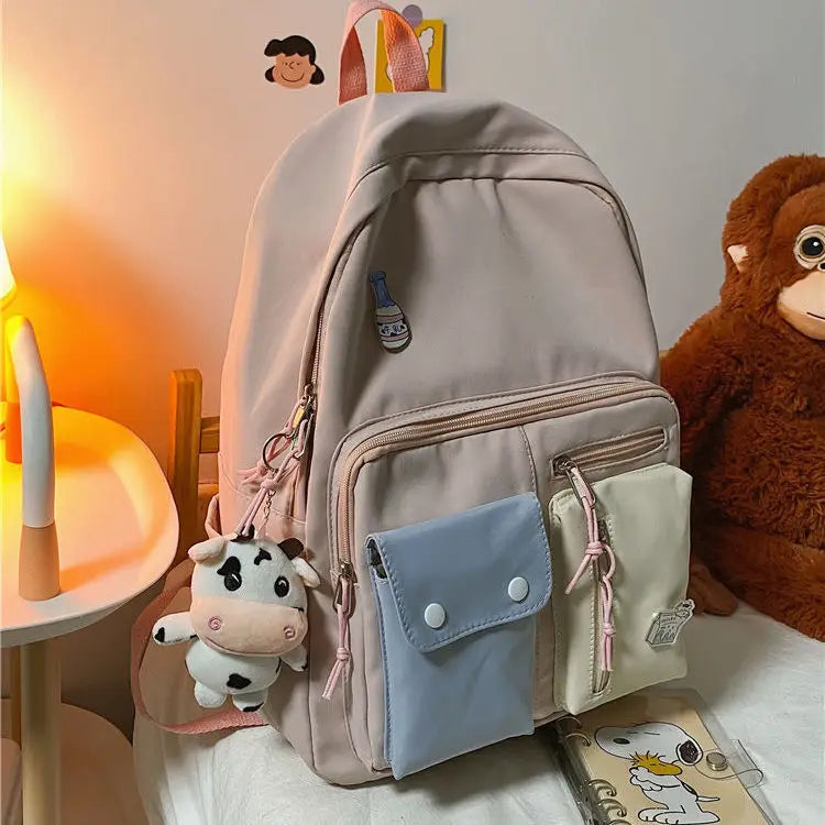 Sweet Multi-pockets Harajuku Nylon College Backpack