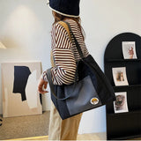 Canvas Patchwork Shoulder Bag Women Large Capacity Tote Handbag Harajuku