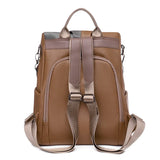 Patchwork Women Backpack PU Leather Shoulder Bag Waterproof Bookbag