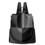 Patchwork Women Backpack PU Leather Shoulder Bag Waterproof Bookbag