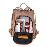 Patchwork Women Backpack PU Leather Shoulder Bag Waterproof Bookbag