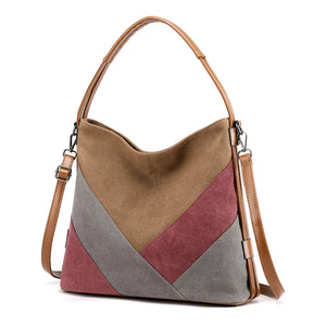 Patchwork Women's Shoulder bags Canvas Female Crossbody Bag Top-Handle Bags
