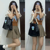 Patent Leather Girls Shoulder Bags Floral Ladies Underarm Bag Tote Purse